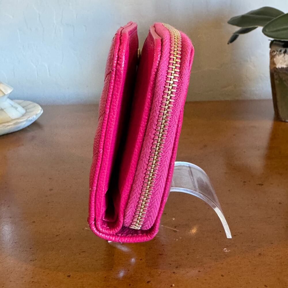 Saint Laurent YSL Quilted Compact Wallet Pink Leather - Picture 14 of 14
